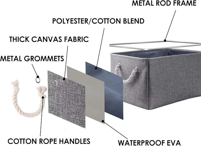 TheWarmHome Storage Bins - 3PCS Fabric Storage Baskets for Organizing Shelves | Large Basket Closet Organizer for Home Shelf Dog Laundry Organization | Collapsible Storage Cubes W/Handles - Image 4