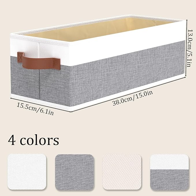 OUTBROS Storage Bins,Foldable Storage Baskets for Organizing,Fabric Storage Boxes With Handles,For bedrooms, living rooms, Shelves,Gray/White,15x6.1x5.1in,6-Pack - Image 4