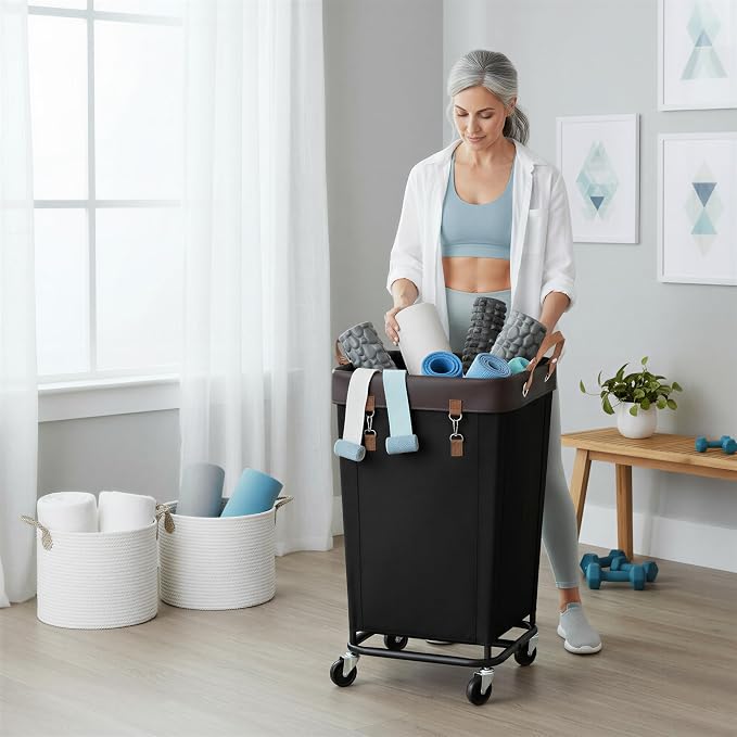 StorageWorks 160L Laundry Basket with Wheels, Large Rolling Hampers for Clothing Organizer, Dirty Clothes Basket for Hotel, Home, Closet, Dorm, Black - Image 7
