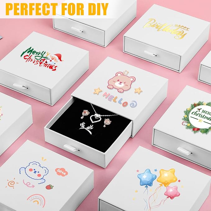 Cardboard Jewelry Boxes, 20 Pack 3.5×3.5x1Inch Jewelry Gift Boxes, Bulk Cotton Filled Small Jewelry Boxes with Lids for Necklace Ring Earring Display Box-White - Image 3