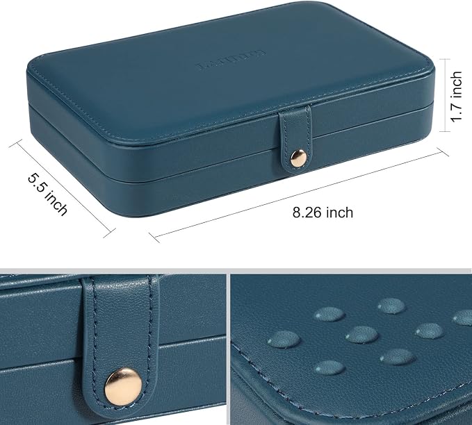 LANDICI Small Jewelry Box for Women Girls, PU Leather Travel Jewelry Organizer Case, Jewellery Storage Holder Display for Ring Earrings Necklace Bracelet Bangle Watch Men Kids Gift, Bluish Green - Image 6