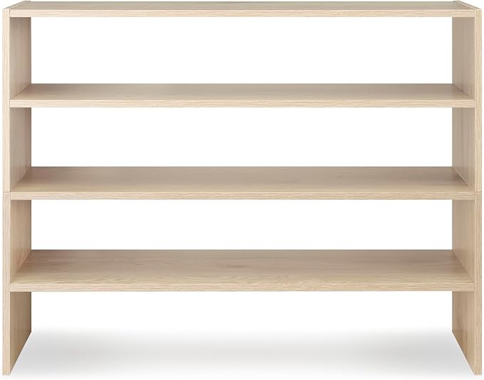 Whitmor Wood Stackable 2-Shelf Shoe Rack, White Oak, 31 inches - Image 7