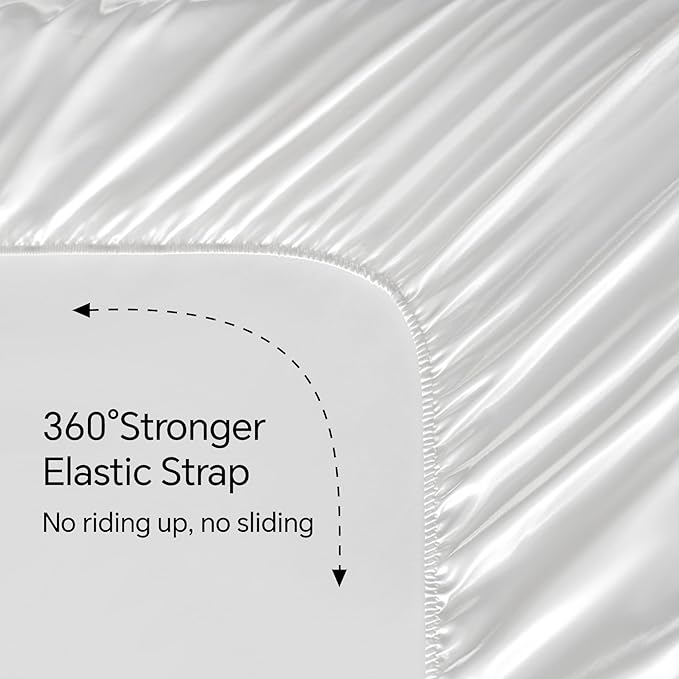 BEDELITE King Size Sheets Set, Luxury Soft White Satin Sheets for Hair and Skin, Similar to Silk Bed Sheets Set 4 Pieces with 1 Deep Pocket Fitted Sheet, 1 Flat Sheet, and 2 Pillowcases