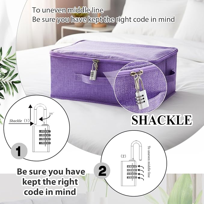 Briwooody Discreet Lockable Toy Bag Storage Organizer Toy Bag Storage Bins Case with Zipper Lid for Women and Men Clothes Container(Purple,15 x 10 x 6.3 Inch) - Image 3
