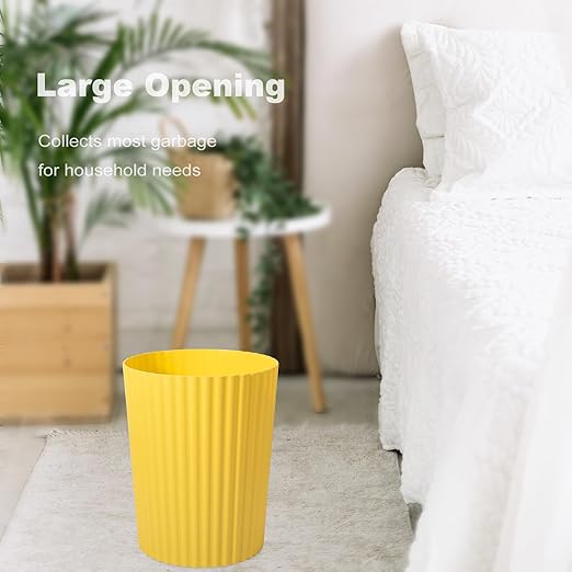 JiatuA Small Trash Can Plastic Wastebasket Round Garbage Container Bin for Bathroom, Kitchen, Bedroom, Home Office, College Dorm, Yellow - Image 2