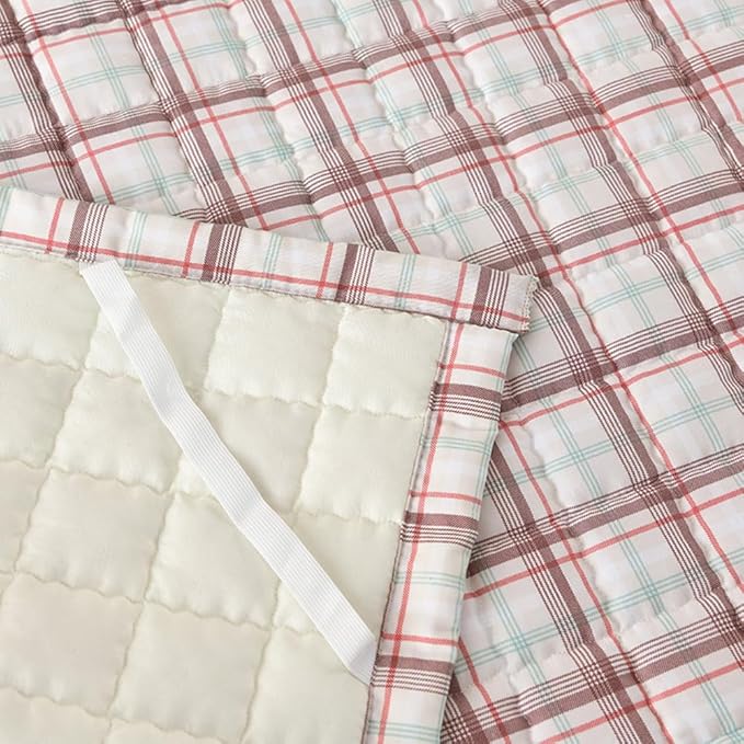 Mattress Pad Twin，Breathable，Non-Slip Mattress Protector with Elastic Straps，Quilted Mattress Topper Cover for Adults and Kids，Raw Cotton，Washable
