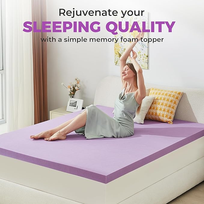 BDEUS Mattress Topper Twin XL, 2 Inch Gel Memory Foam Mattress Topper College Dorm Ventilated Soft Mattress Pad, Bed Topper, CertiPUR-US Certified
