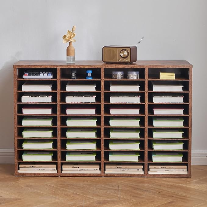 VEVOR Literature Organizer, 36 Compartments Office Mailbox with Removable Shelves, Wood Mailbox Sorter Particle Board Office Home Classroom Storage, File Sorter for File, Document, Paper, Dark Brown - Image 2