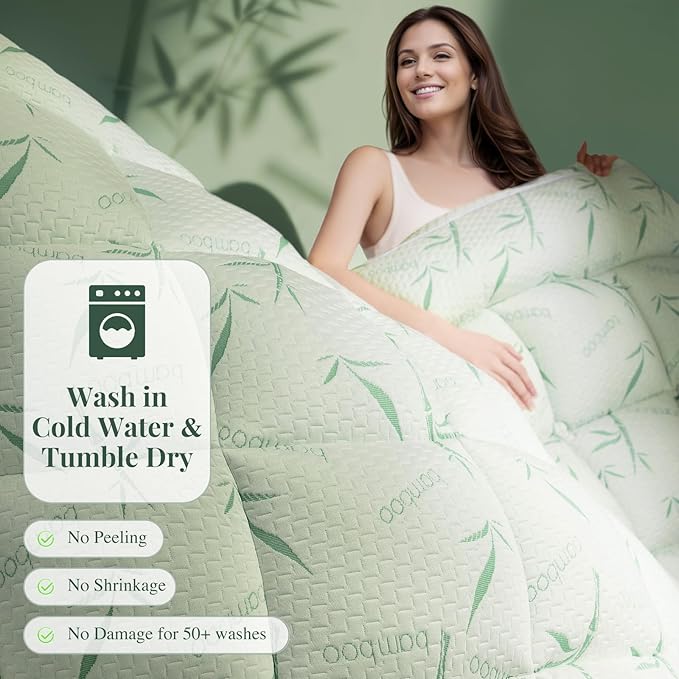 Mattress Topper Viscose Made from Bamboo Pillow Top Mattress Topper,1200 GSM Cooling Mattress Pad,2In Extra Thick Pillow Top for Back Pain with 6"-18" Deep Pocket(Queen,60"x80")