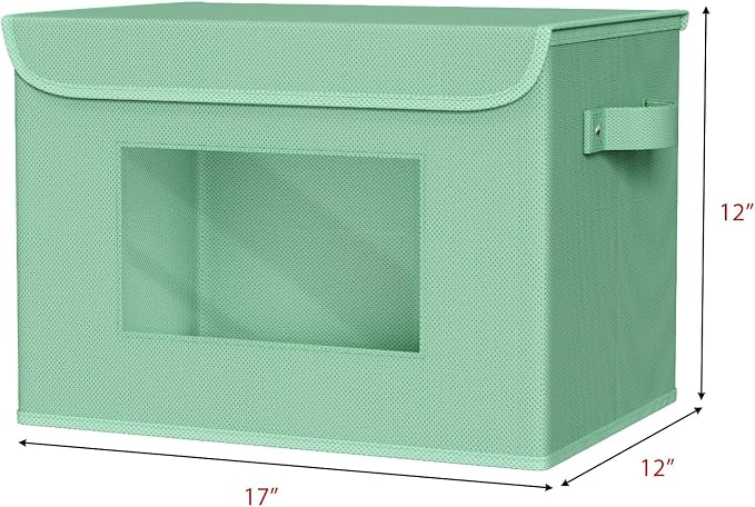 Univivi Collapsible Stackable Storage Bins with Lids [4-Pack] Foldable Fabric Closet Organizer Basket, Closet Organizers and Storage Cube Storage Bin for Home, Office, Bedroom (Green) - Image 2