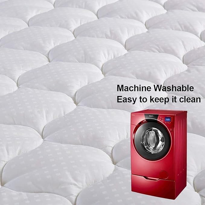 LEISURE TOWN Cotton Full Mattress Pad Fitted Quilted Mattress Cover Pillow Top Mattress Topper Cooling Soft Breathable Mattress Protector with 8-21 Deep Pocket,Machine Washable (54x75 White)