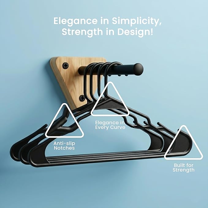 Utopia Home Plastic Hangers 100 Pack - Perfect Space Saving Clothes Hanger - Durable and Strong - Perfect Closet Organizers with Shoulder Grooves (Black) - Image 5