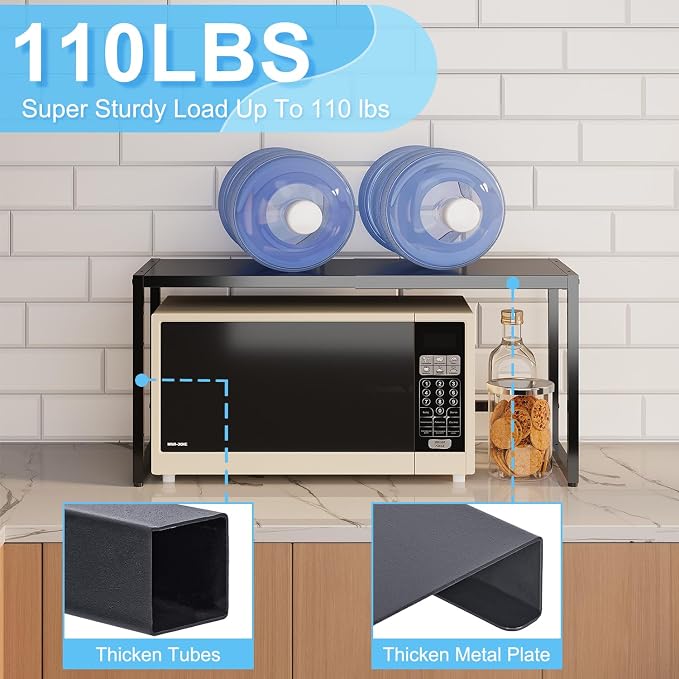 Expandable Metal Storage Shelves, 110LBS Heavy Duty Shelving Units and Storage For Pots Pans Small Appliances, Adjustable Metal Storage Shelf Rack For Kitchen Cabinets Closet Pantry Warehouse Garage - Image 3