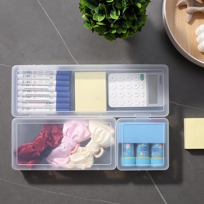 novelinks Plastic Clear Storage Containers for Organizing, Craft Storage Organizers and Stackable Storage Bins with Lids for Pencil Box, Bead, Cookie Cutter, Board Game (3 Small + 3 Medium + 3 Large) - Image 6