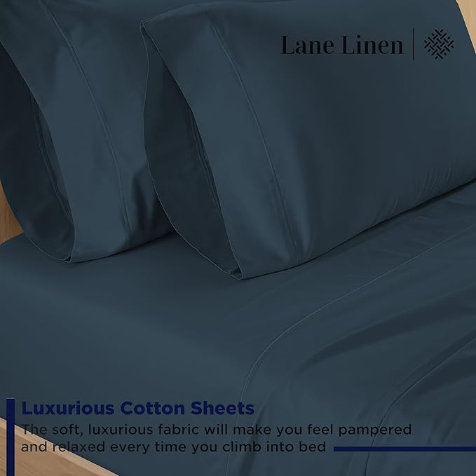 LLANE Linen Split King Sheet Sets for Adjustable Beds - 5 PCs, 600 Thread Count Split King Sheets Set - Sateen Weave King Split Sheets - Split Top King Sheets Set for Adjustable Bed - Estate Blue