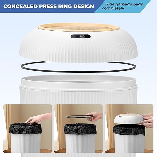 Pukomc 2 Pack Automatic Trash Can 12L /3 Gallon and 10L /2.64 Gallon Bathroom Trash Bin with Lid Touchless Small Smart Motion Sensor Garbage Cans for Kitchen, Bathroom,Living Room and Bedroom - Image 6