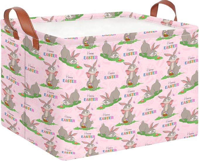 CLOCOR Rectangular Easter Basket Empty,Colorful Easter Eggs Basket for Kids,Waterproof Storage Basket with Handles,Gift Basket(Colorful Eggs) by CLOCOR