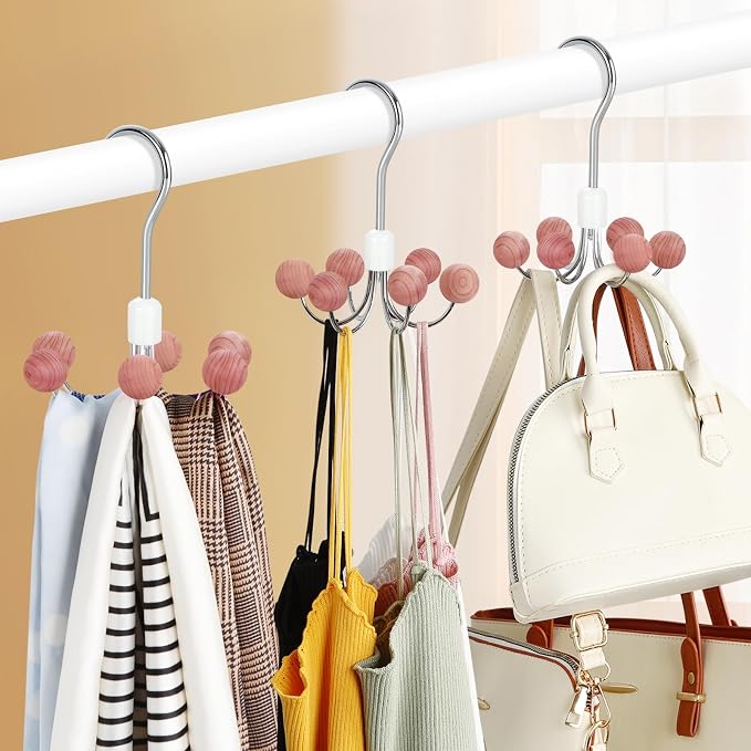 TOPIA HANGER Hoodie Hangers 4-Pack with 6 Cedar Balls, 360°Swivel Purse Hanger, Scarf Hanger, Closet Hooks, Handbag Organizer, Bra Hanger, Accessory Organizers for Scarf, Tanktop, Hat, Hoodie CT57C - Image 5