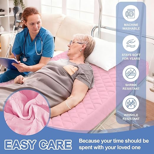 Lounsweer 2 Pack Waterproof Hospital Mattress Cover, 84x36x12in Pink Fitted Bed Sheet Protectors, Incontinence Protection Leakproof Breathable for Elderly, Adults Home Hospital Beds