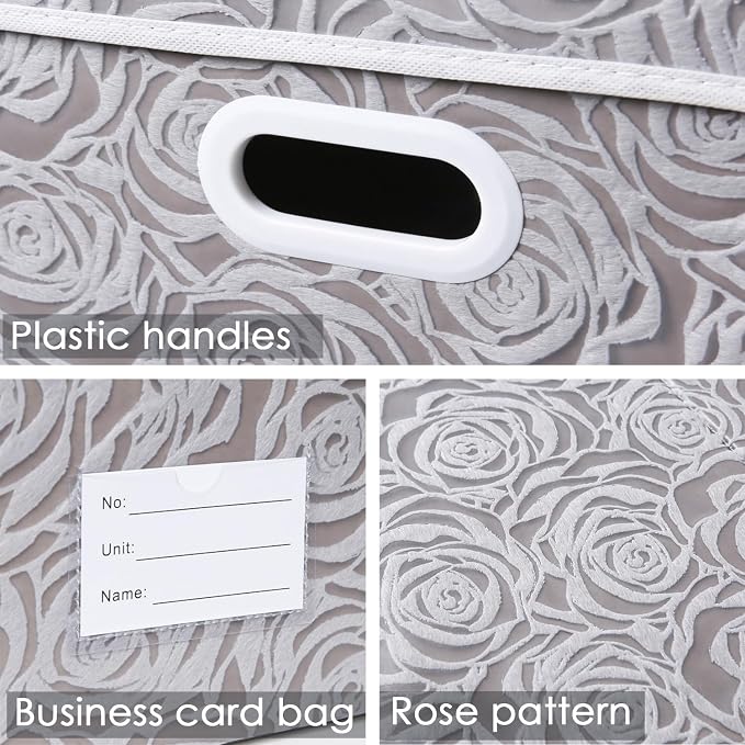 PRANDOM Jumbo Collapsible Storage Boxes with Lids Fabric Decorative Storage Bins Cubes Organizer Baskets with Cover Handles Divider for Bedroom Closet Living Room 23.2x15.7x11.6 Inch 3 Pack - Image 3