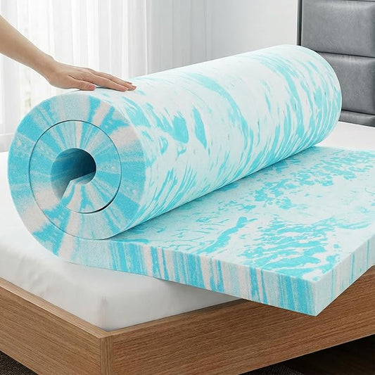 OLIXIS Gel Memory Foam Mattress Topper, King 3 Inch, Cooling Gel Infused Soft Comfy Breathable, Pressure-Relieving, CertiPUR-US Certified