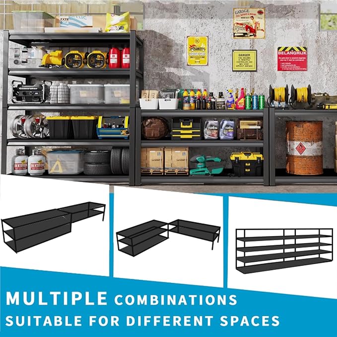 Garage Storage Shelves 5-Tier,Garage Storage System Shelves Adjustable,Storage Shelving for Basement,Pantry,Kitchen,Warehouse (1, 72''H x 36''W x 16''D) - Image 5
