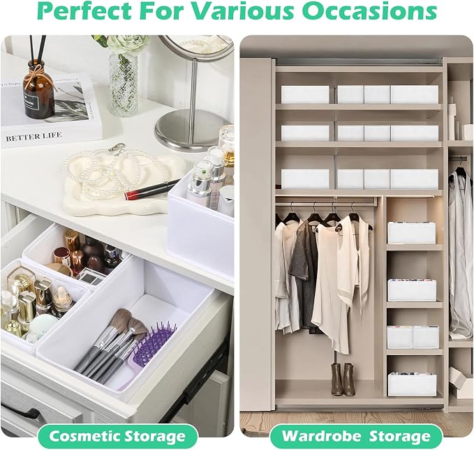 Drawer Clothing Organizer 16-Pack, White 3 Sizes Underwear Drawer Dividers, Fabric Folding Wardrobe Organizer, Can Store Baby Clothes, Bras, Underwear, Panties, Belts, Socks, Ties, etc. - Image 8