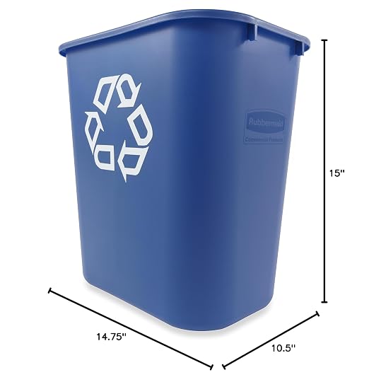 Rubbermaid Commercial Products Deskside Recycling Can, 7-Gallon/28-Quart, Blue Recycling Symbol, Plastic, for Bedroom/Bathroom/Office/Under Desk/Sink - Image 5