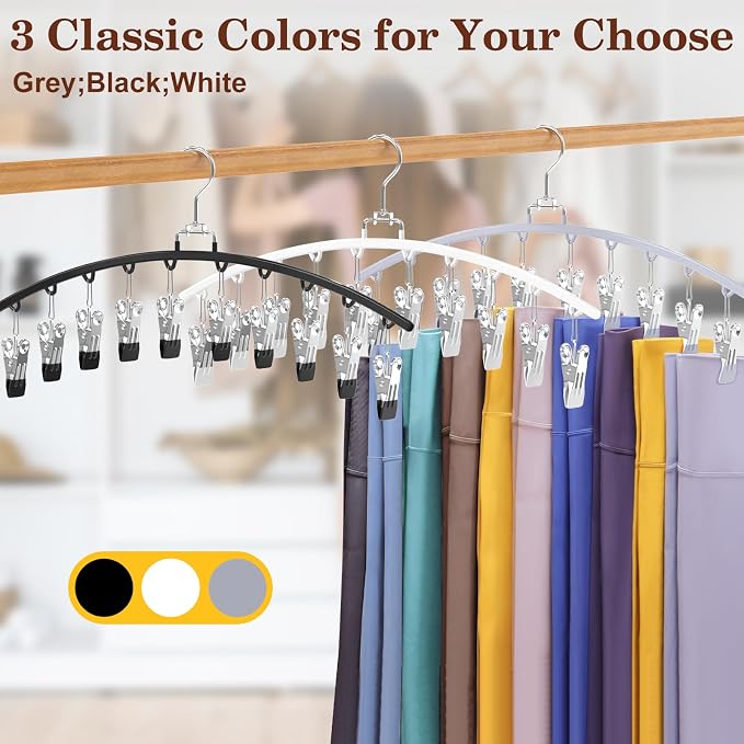 2 Pack Legging Organizer for Closet 360° Swivel, Space Saving Metal Gym Clothes Hangers w/20 Clips Holds 20 Leggings, Closet Organizers and Storage, Room Organization Essentials, White - Image 5
