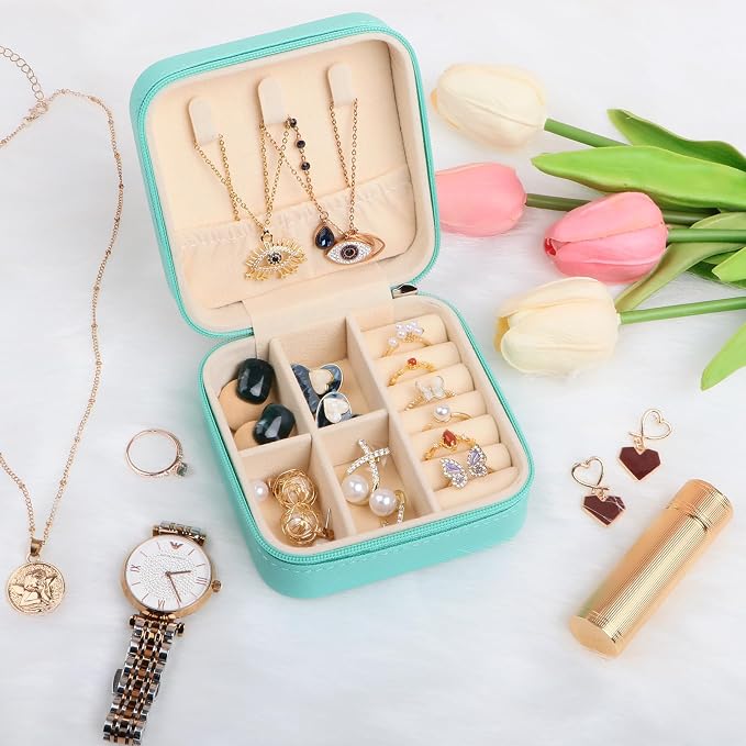 17Dec Small Travel Jewelry Case Organizer,Mini Travel Essentials for Women,Bridesmaid Gifts Birthday Gifts for Women,Small Jewelry Box for Girls 8-12 - Image 8