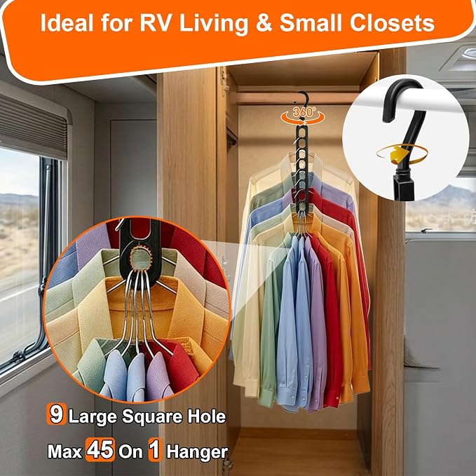 Closet Organizers and Storage,College Dorm Room Essentials,Pack of 6 Multifunctional Organizer Magic Space Saving Hangers with 9 Holes Storage Organization for Wardrobe Closet - Image 8
