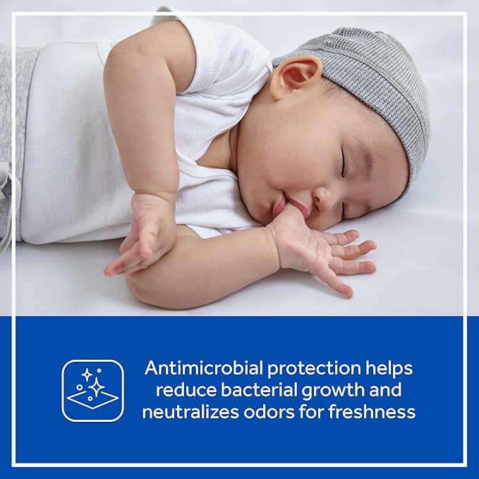 Sealy Baby Allergy Protect Antimicrobial Crib Mattress Protector Pad, Fitted Toddler Bed Cover, Protective Sheet for Boys & Girls Bedding, Waterproof, Machine Washable / Dryer Friendly, 52x28" - White