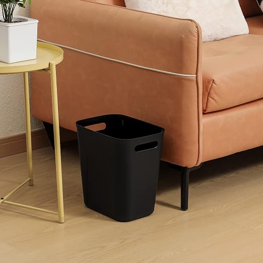 UUJOLY Plastic Small Trash Can Wastebasket, Garbage Container Basket for Bathrooms, Laundry Room, Kitchens, Offices, Kids Rooms, Dorms, 3.5 Gallon, Black, 3 Pack - Image 3