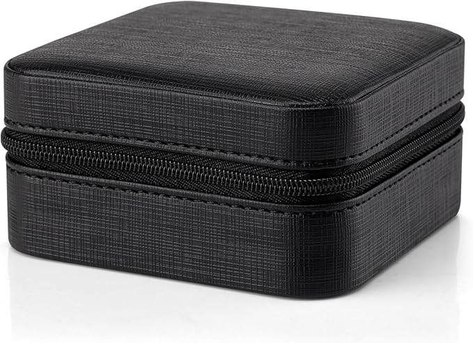 Vlando Small Faux Leather Travel Jewelry Box Organizer Display Storage Case for Rings Earrings Necklace, Black - Image 4