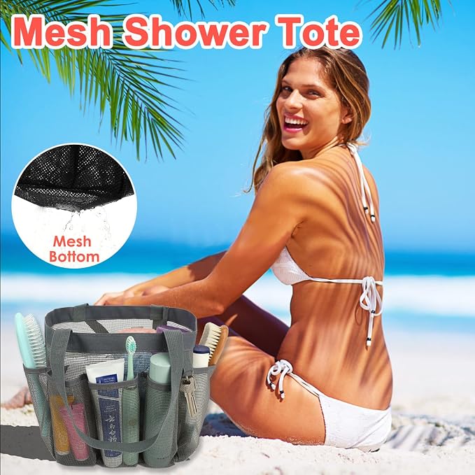 Fammart Mesh Shower Caddy Portable for College Dorm Room Essentials, 8-Pocket Large Shower Basket Tote Bag with 2 Handles for Toiletry, Bathroom, Beach, Camp, Gym - Image 5