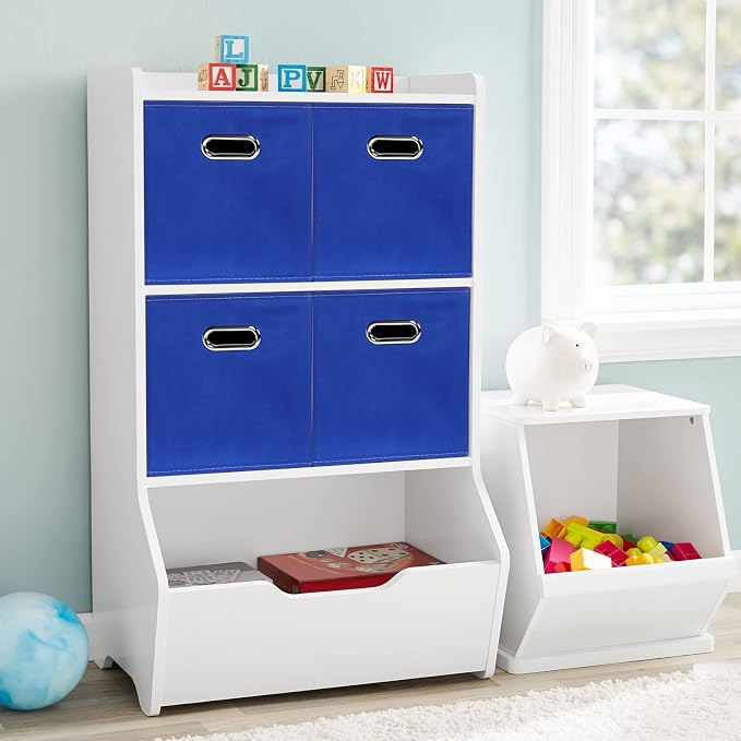 Black Fabric Cubby Storage Bins,13x13x13 Inches ,Cube Organizer Bin Foldable Storage Boxes with Dual Handles Fabric Organizer Box and collapsible Storage basket,Set of 6 ,Dark Blue - Image 4