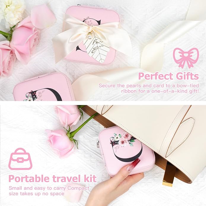 AYGXU Travel Jewelry Box for Women and Girls - Small Case With Initial A-Z - Teacher Gifts - Image 5