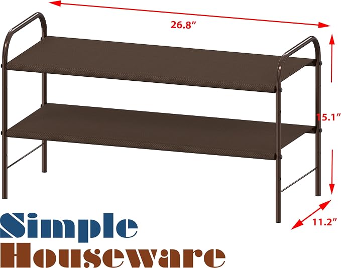 Simple Houseware 2-Tier Shoe Rack Storage Organizer, Bronze - Image 3