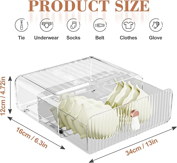 Neprock Underwear Drawer Organizer - Stackable Bra Organizer for Closet, 1 Cell Clear Acrylic Bra Storage Box, Closet Organizers and Storage for Lingerie, Undergarment, Baby Clothes, Scarf - Image 6