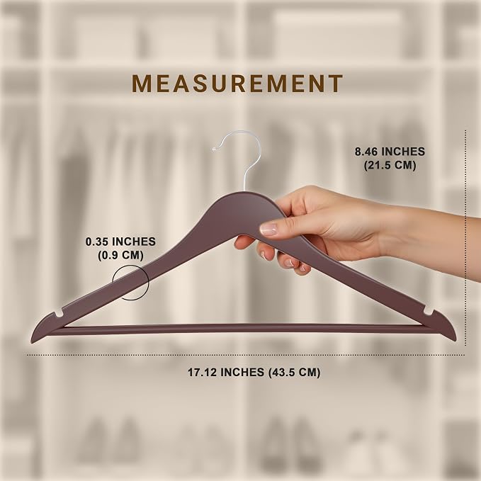 Utopia Home Premium Wooden Hangers 30 Pack - Durable & Slim Coat Hanger - Suit Hanger with 360-Degree Rotatable Hook - Wood Hangers with Shoulder Grooves (Vintage Color) - Image 2