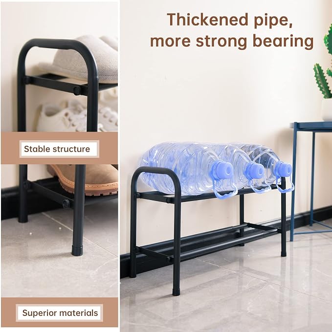Gonfoam 2-Tier Expandable Shoe Rack,Adjustable Shoe Shelf Storage Organizer Heavy Duty Metal Free Standing Shoe Rack for Entryway Closet Doorway (Black) - Image 5