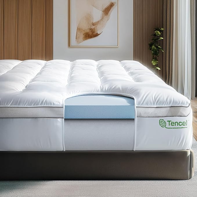 ViscoSoft 4 Inch Pillow Top Memory Foam Mattress Topper Twin - Cooling Hybrid Lux Dual Layer Mattress Pad - CertiPUR-US Certified