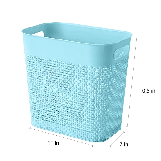 UUJOLY Plastic Small Trash Can Wastebasket, Garbage Container Basket for Bathrooms, Laundry Room, Kitchens, Offices, Kids Rooms, Dorms, (Blue, 3 Gallon) - Image 6