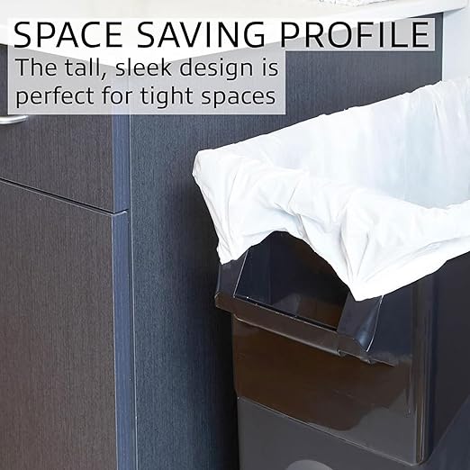 United Solutions Highboy Waste Container, 23 Gallon, Space Saving Slim Profile and Easy Trash Bag Removal, Indoor or Outdoor Use, Integrated Handles for Easy Carrying, 4-Pack, Black. - Image 5