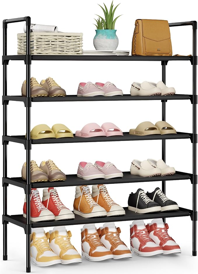 Kitsure Shoe Rack - 5-Tier Shoe Organizer, Shoe Rack for Closet, Entryway, Bedroom, Easy- Assembly Storage Shelf with Side Handles, 27.6" Wide - 5 Tiers, Black by Kitsure