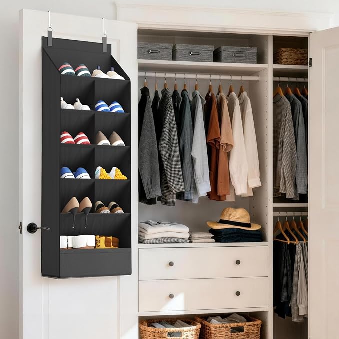 Lifewit 6 Tier Over the Door Shoe Organizer with 11 Large Deep Pockets, Fabric Hanging Shoes Shelf for Closet, Dorm Storage, Fit Up to 12 Pair Shoe Rack Holder for Sneakers, Boots, Black - Image 8
