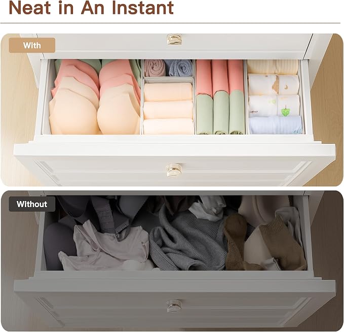 Criusia Drawer Organizer Clothes, 10 Pack Dresser Organizer for Baby Clothes, Underwear, Sock- Foldable Closet Organization and Storage Dividers Bins for Nursery, Bedroom (Oatmeal) - Image 5