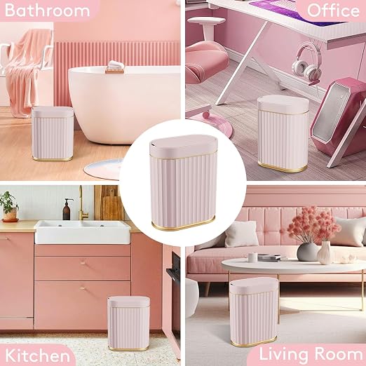 ELPHECO Sensor Trash Can 2 Gallon Waterproof Motion Sensor Trash Can, Automatic Bathroom Trash Bin, Slim Garbage Can for Dorm Room, Pink Gold - Image 7