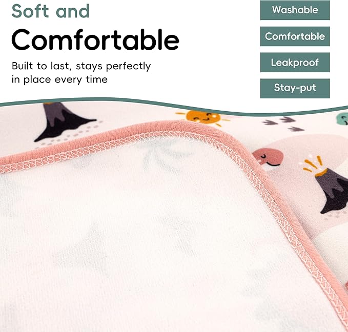 Pee Pads for Kids Waterproof Crib Pad - Reusable Potty Training Pads for Bed, Washable Toddler Mattress Pad Protector, Unisex for Toddlers Adults Elderly & Pets(Cartoon Dinosaur, 31 x 39 Inch)