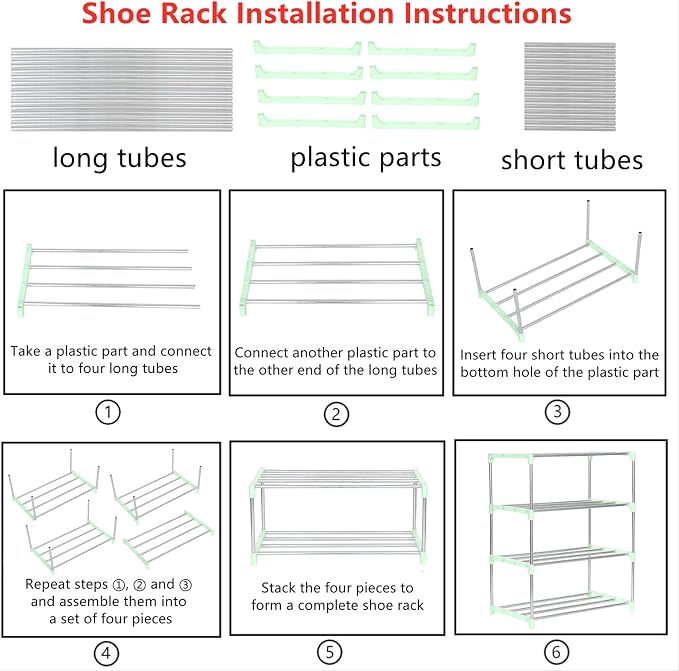 Jucaifu Stackable Small Shoe Rack, Entryway, Hallway and Closet Space Saving Storage and Organization (10-Tier, Green) - Image 6